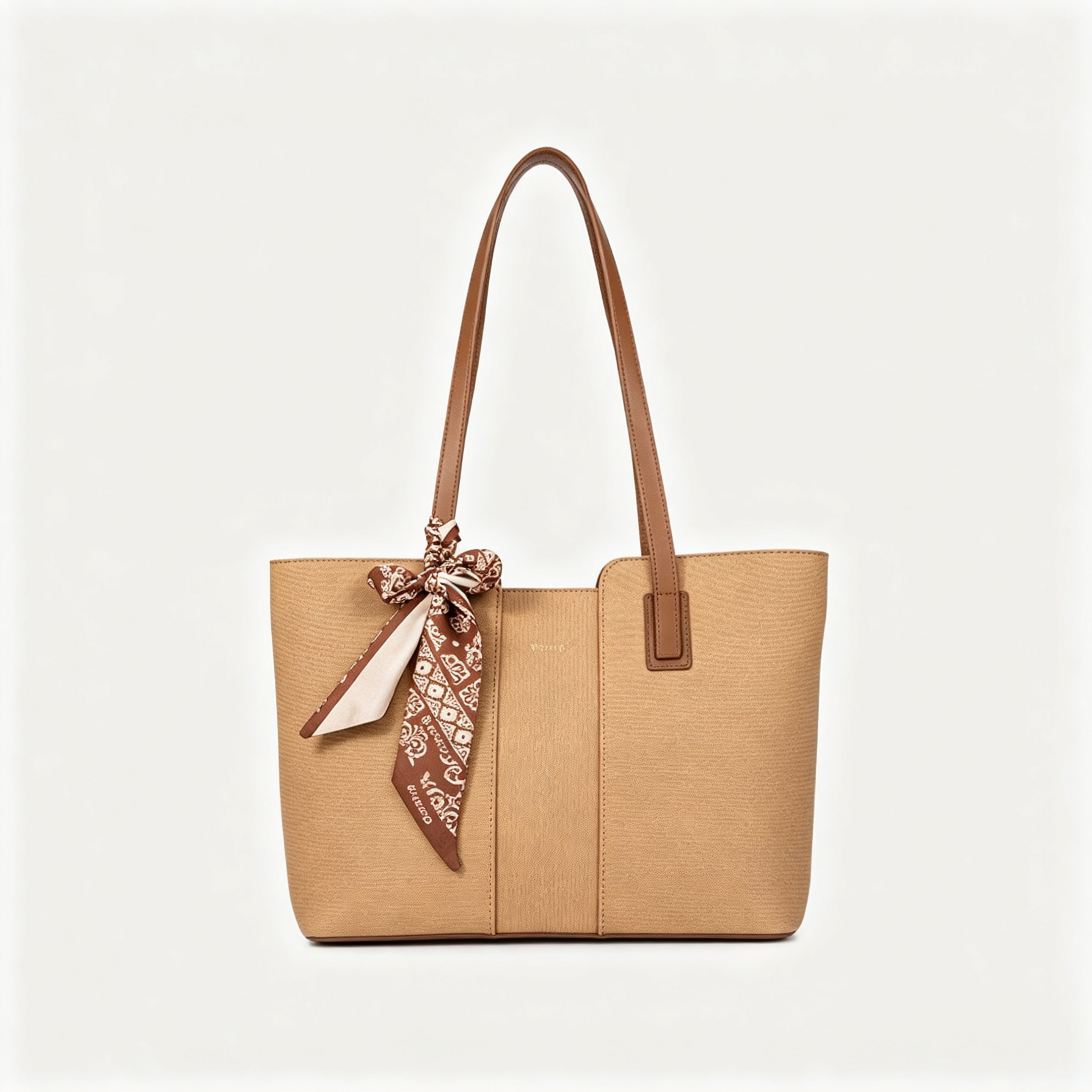 Women's Tote Handbag with Scarf Accessory - Large Capacity Everyday Shoulder Bag, Premium Synthetic Leather, Classic Design for Modern Women, Multi-Color Options